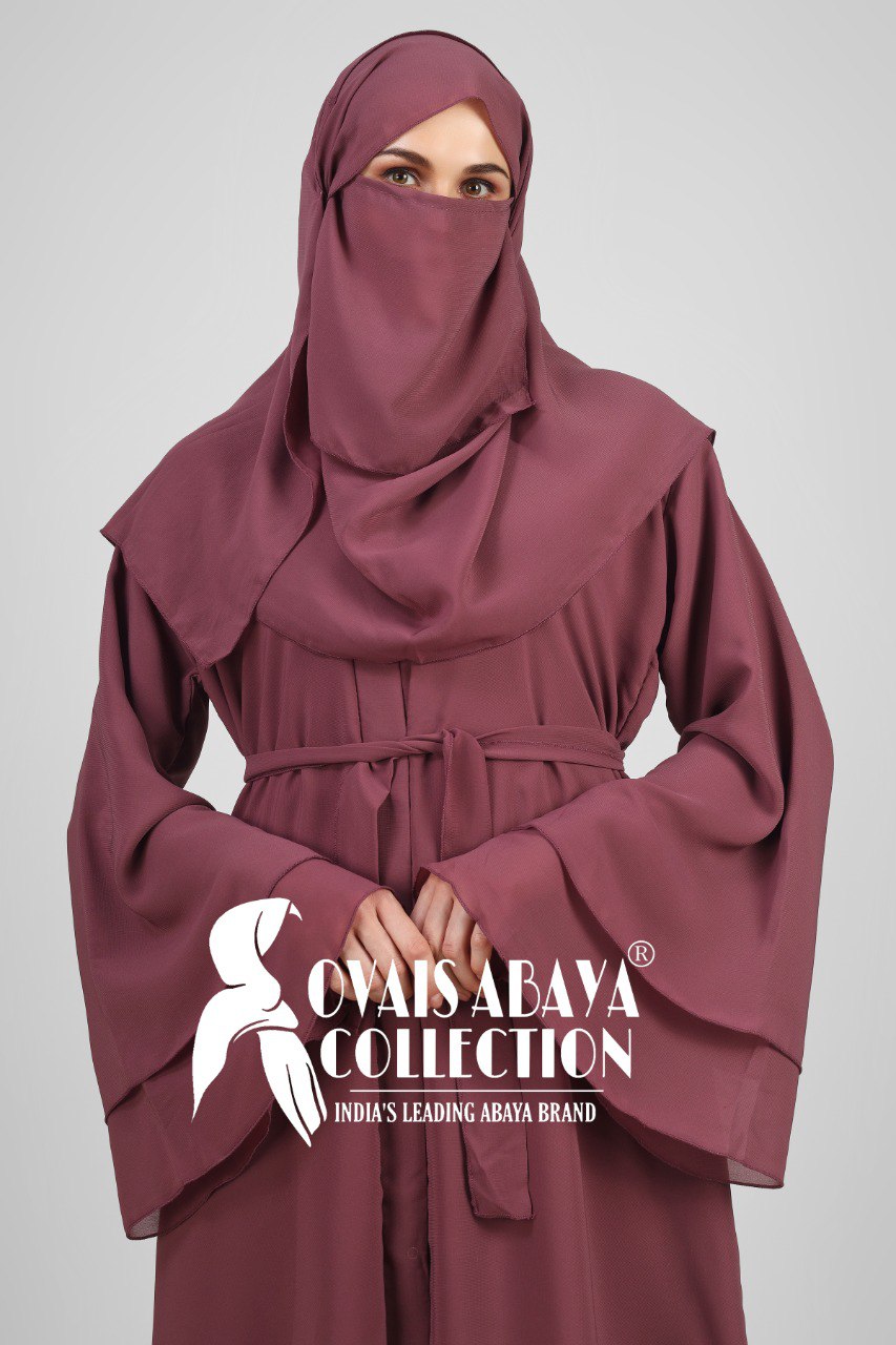 THREE LAYERED DEMANDED ABAYA | MAUVE PINK