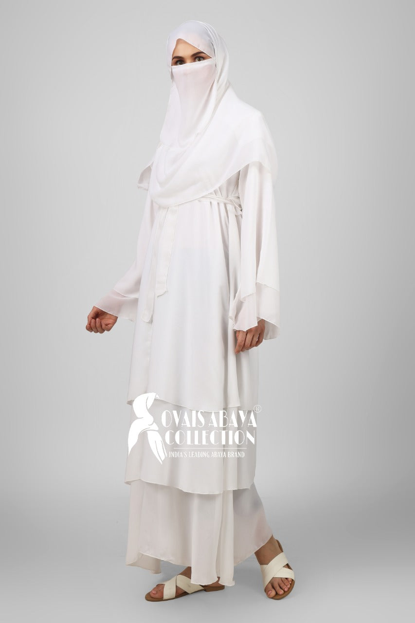 THREE LAYERED DEMANDED ABAYA | WHITE
