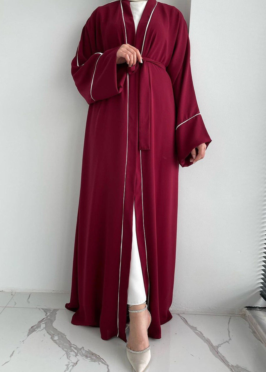 RUHI DOUBLE SHRUG ABAYA | MAROON TO WHITE
