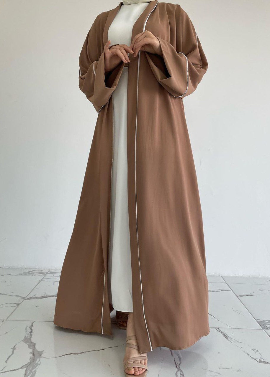 RUHI DOUBLE SHRUG ABAYA | WHITE TO GOLDEN