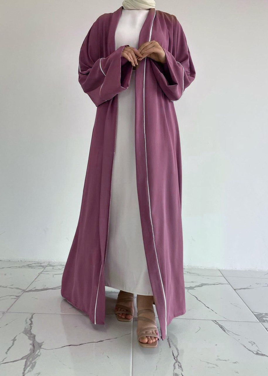 RUHI DOUBLE SHRUG ABAYA | WHITE TO PINK