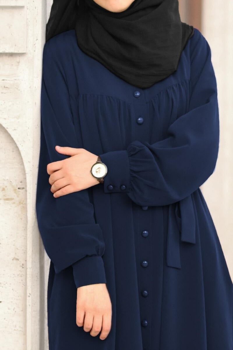 BEAUTIFUL FRILL PLATE ABAYA | NAVY BLUE