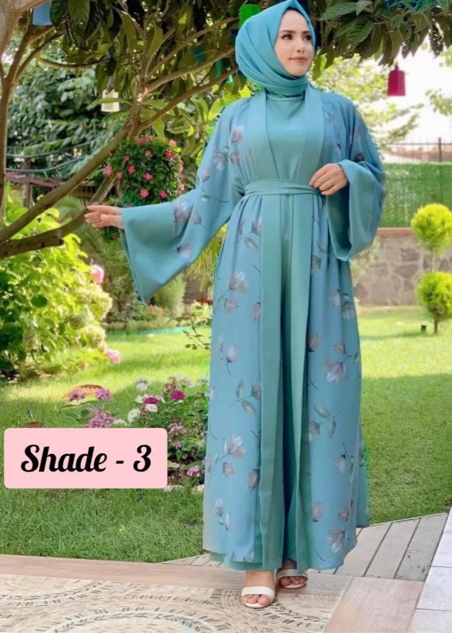 MARHABA DOUBLE SHRUG ABAYA | SKY BLUE