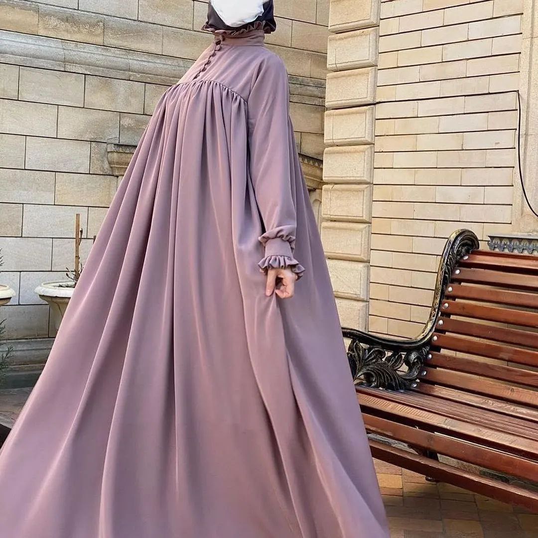 NEW COLLAR PLATES ABAYA | MAUVE PINK
