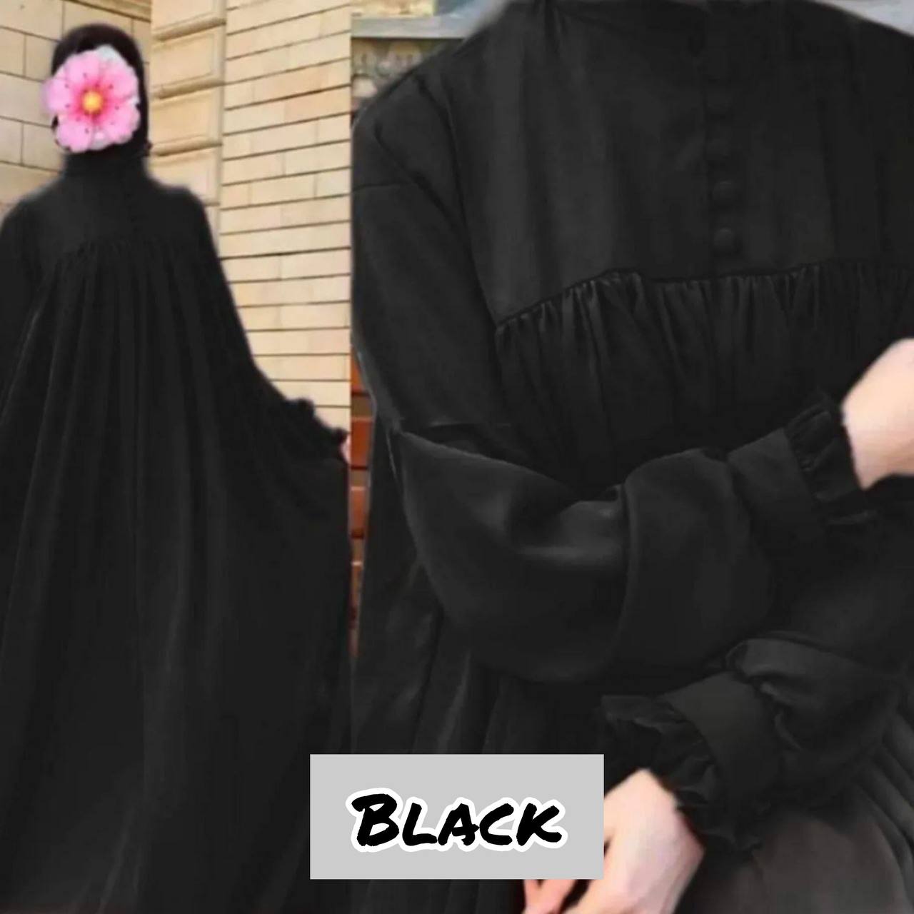 NEW COLLAR PLATES ABAYA | BLACK