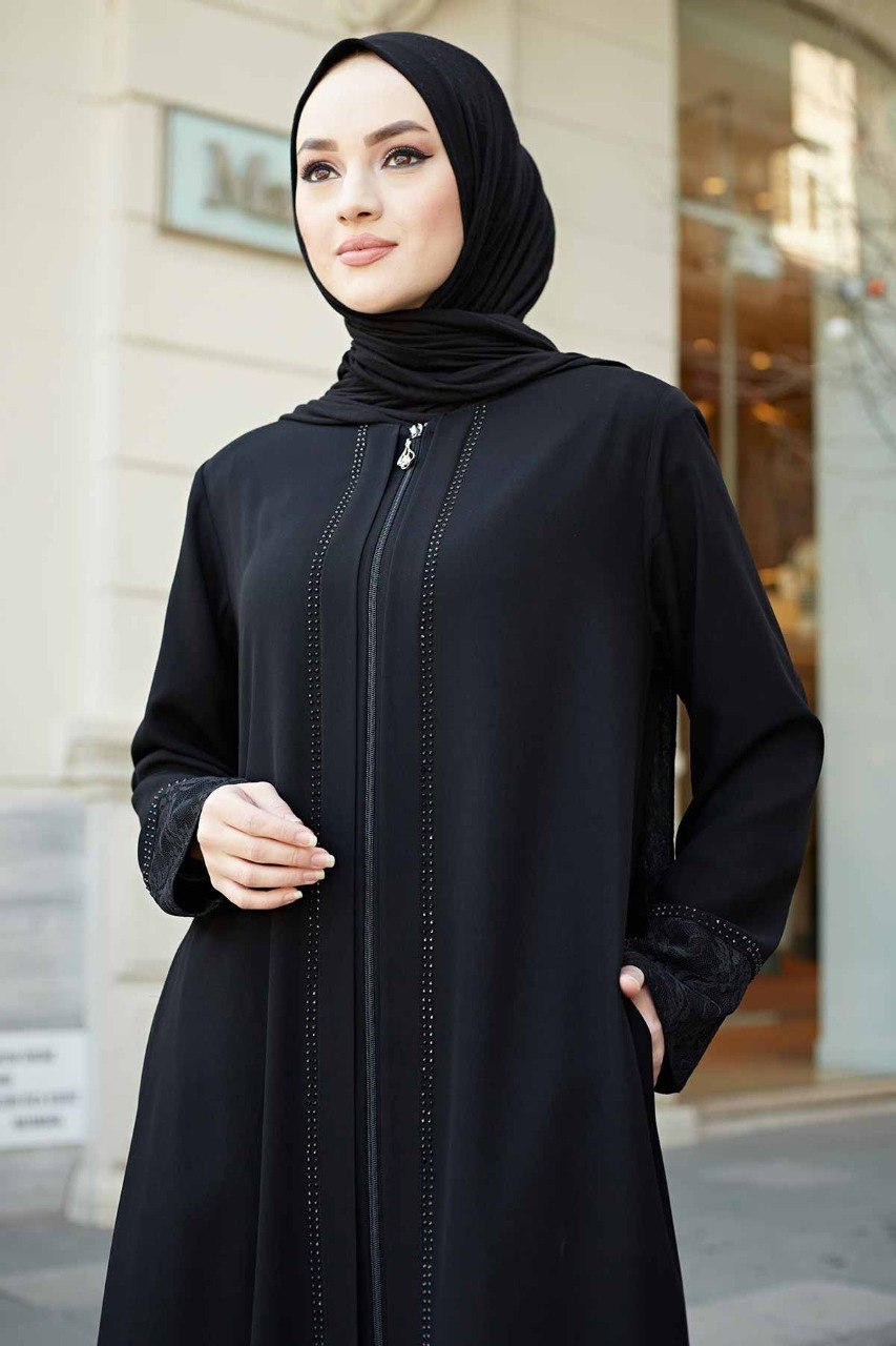 ZAHIYA FRONT OPEN ABAYA | BLACK