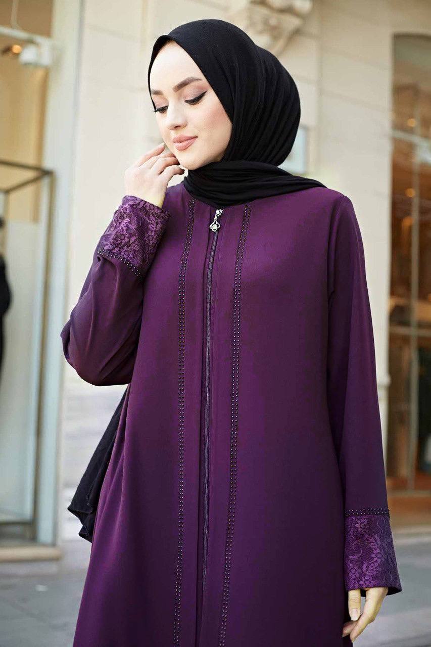 ZAHIYA FRONT OPEN ABAYA | WINE