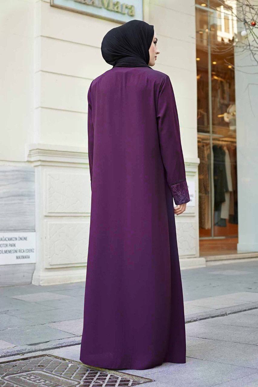 ZAHIYA FRONT OPEN ABAYA | WINE