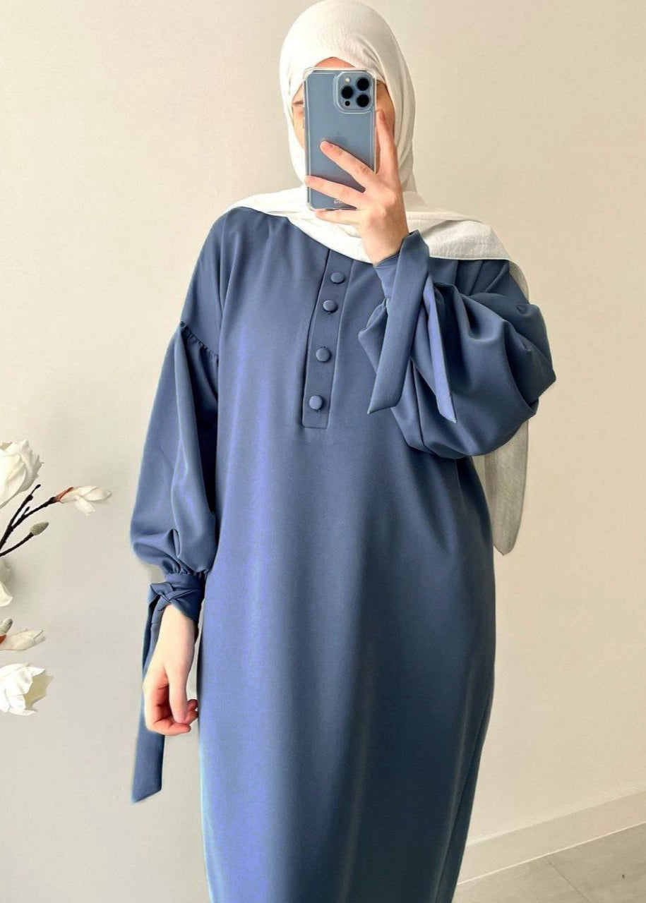 Tahura Balloon Sleeves Abaya ( GRAY )