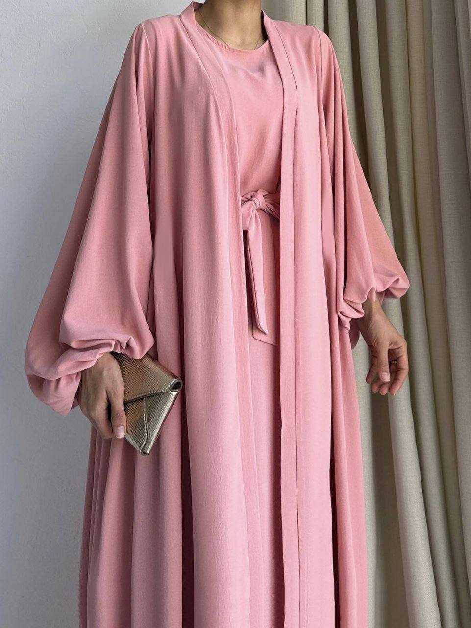 EBRAH DOUBLE SHRUG ABAYA | PEACH