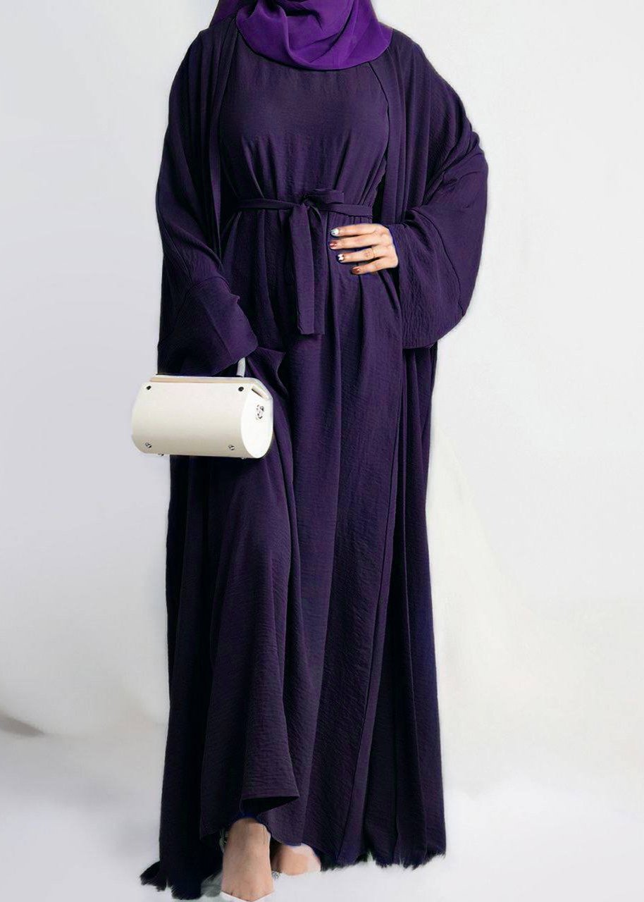 DUBAI CRUSH DOUBLE SHRUG ABAYA | PURPLE
