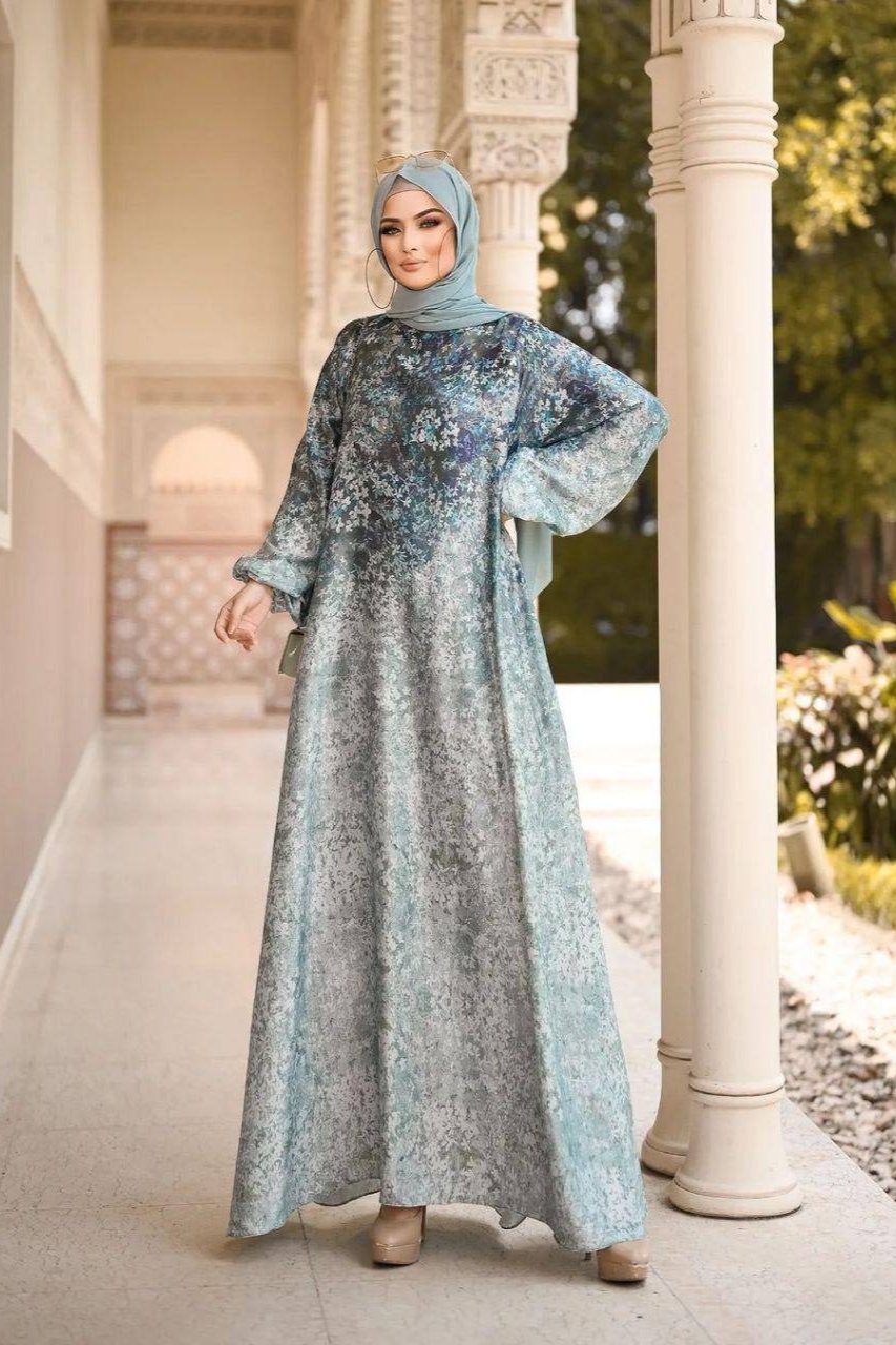 ALIZA PRINTED ABAYA | SKY BLUE