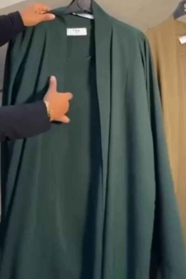 ANAM DOUBLE SHRUG ABAYA | GREEN