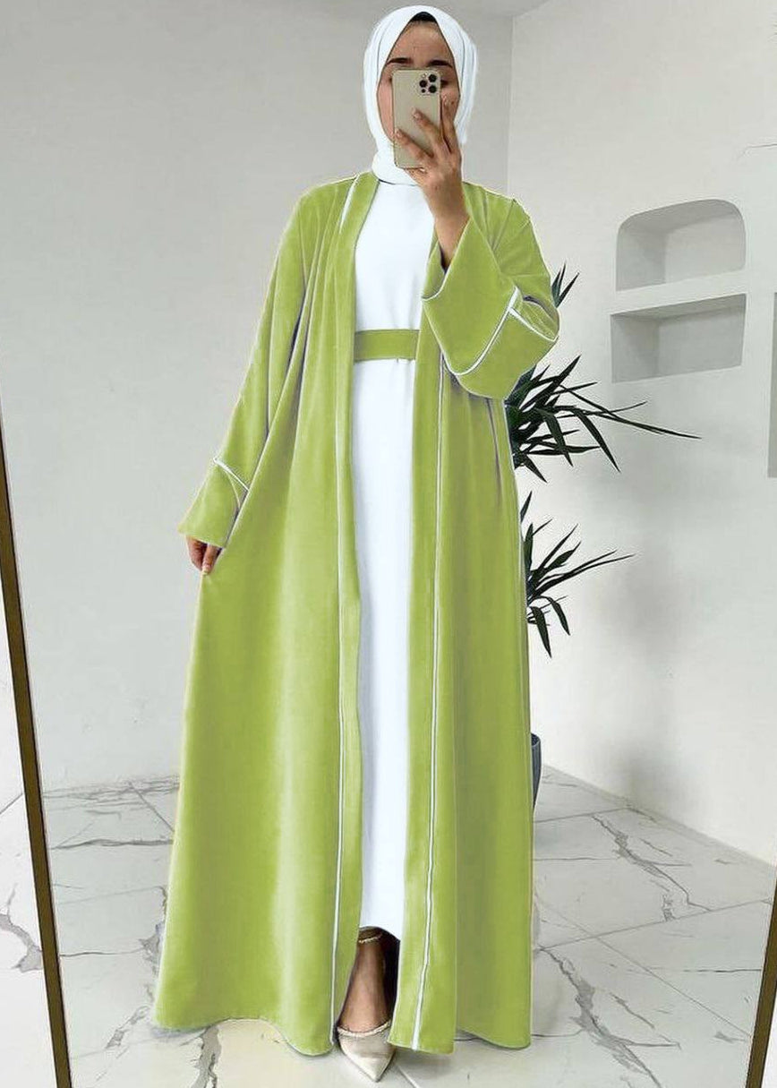 RUHI DOUBLE SHRUG ABAYA | NEON TO WHITE