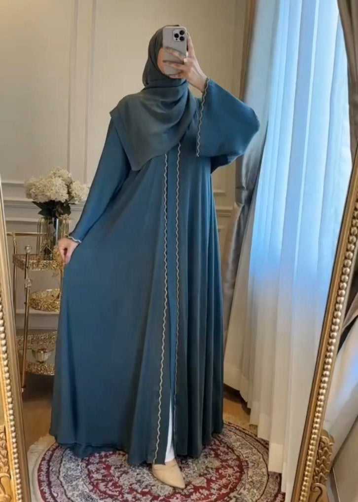 ZAHRA STONE LACE ABAYA | TEAL