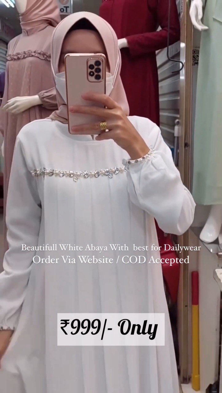 LAYLA PLATES ABAYA | WHITE