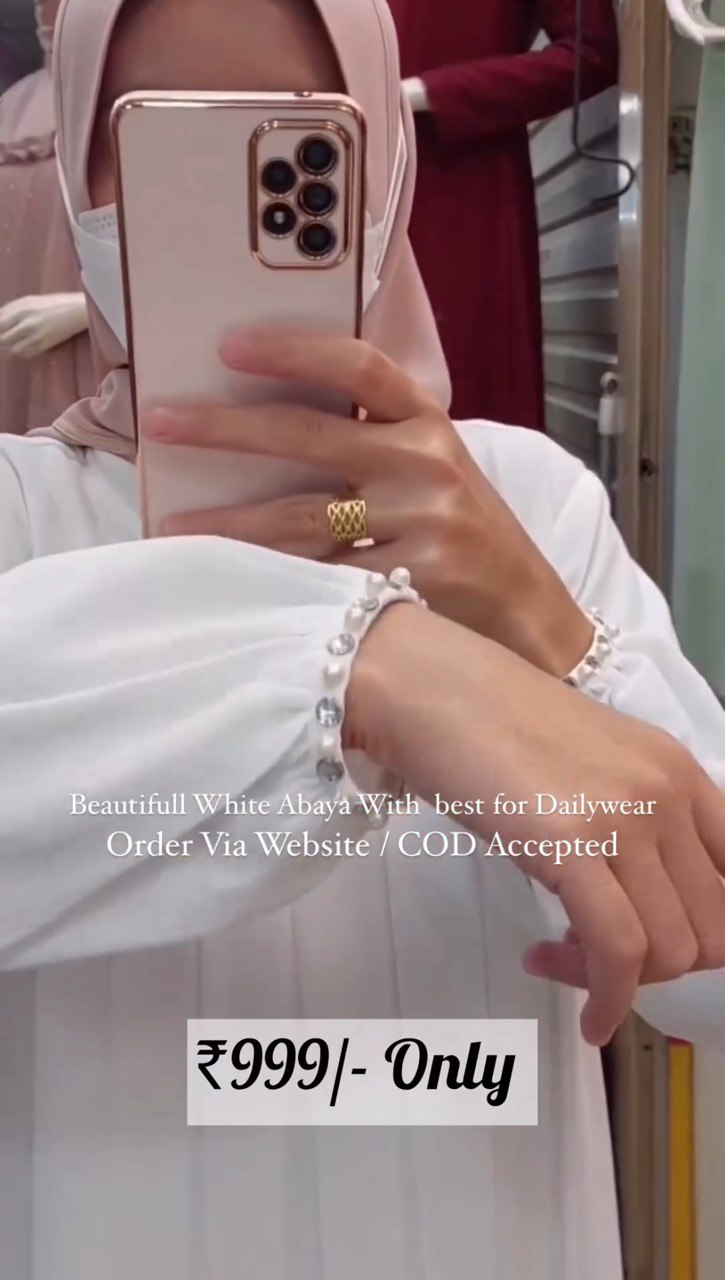 LAYLA PLATES ABAYA | WHITE