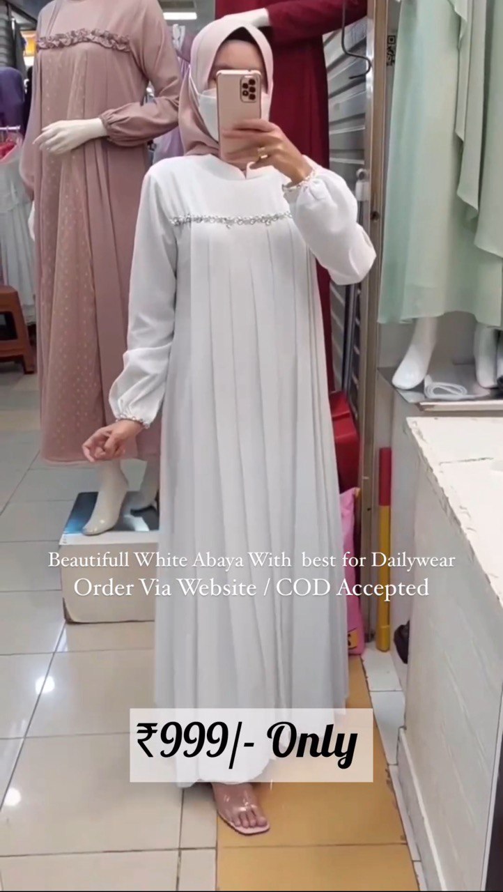 LAYLA PLATES ABAYA | WHITE