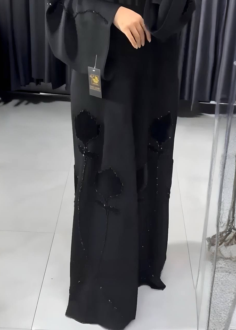 ZARNISH FRONT OPEN ABAYA | BLACK
