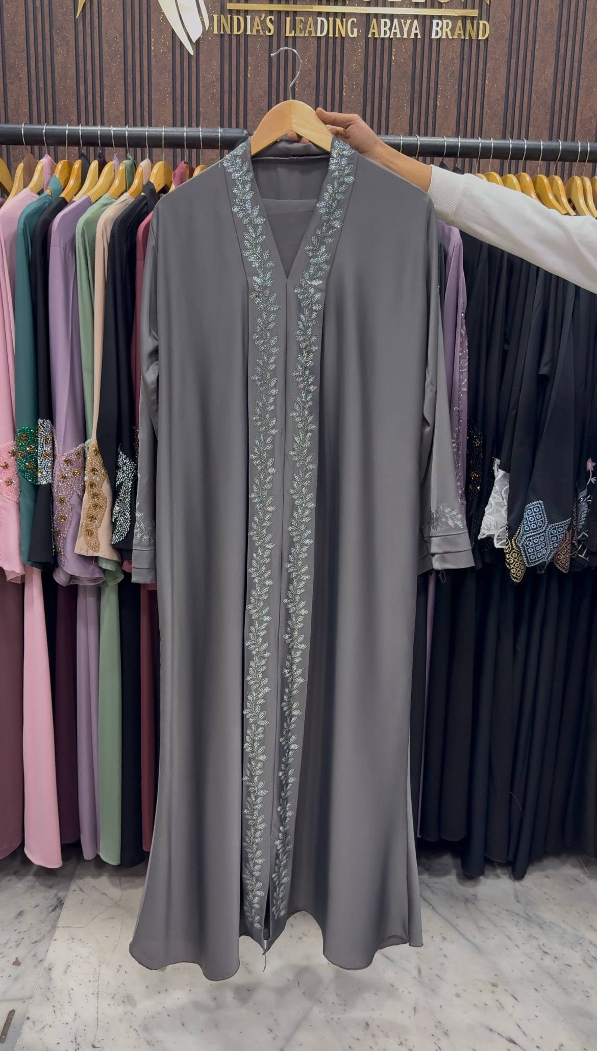 HEENA STONEWORK ABAYA | SLASH GRAY