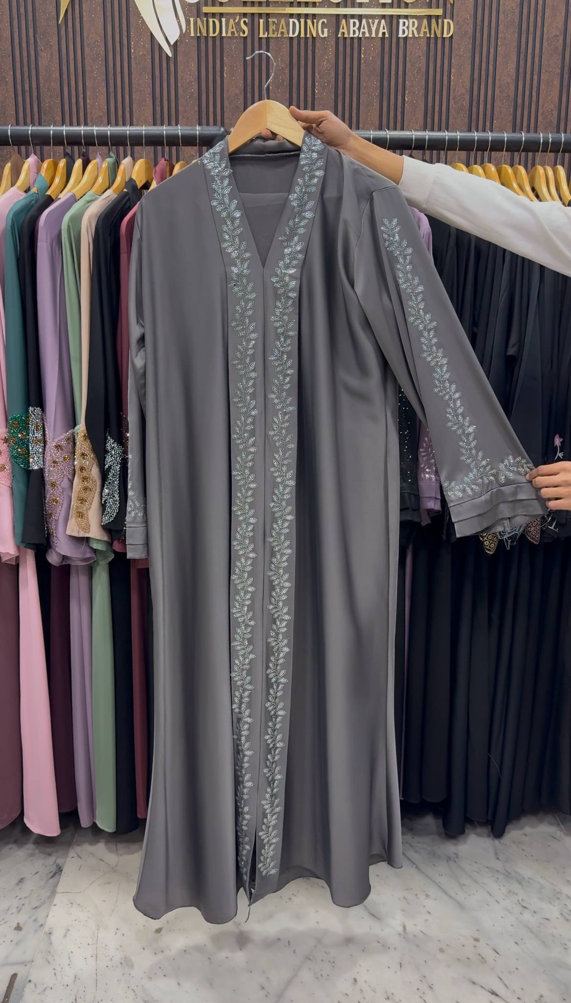 HEENA STONEWORK ABAYA | SLASH GRAY