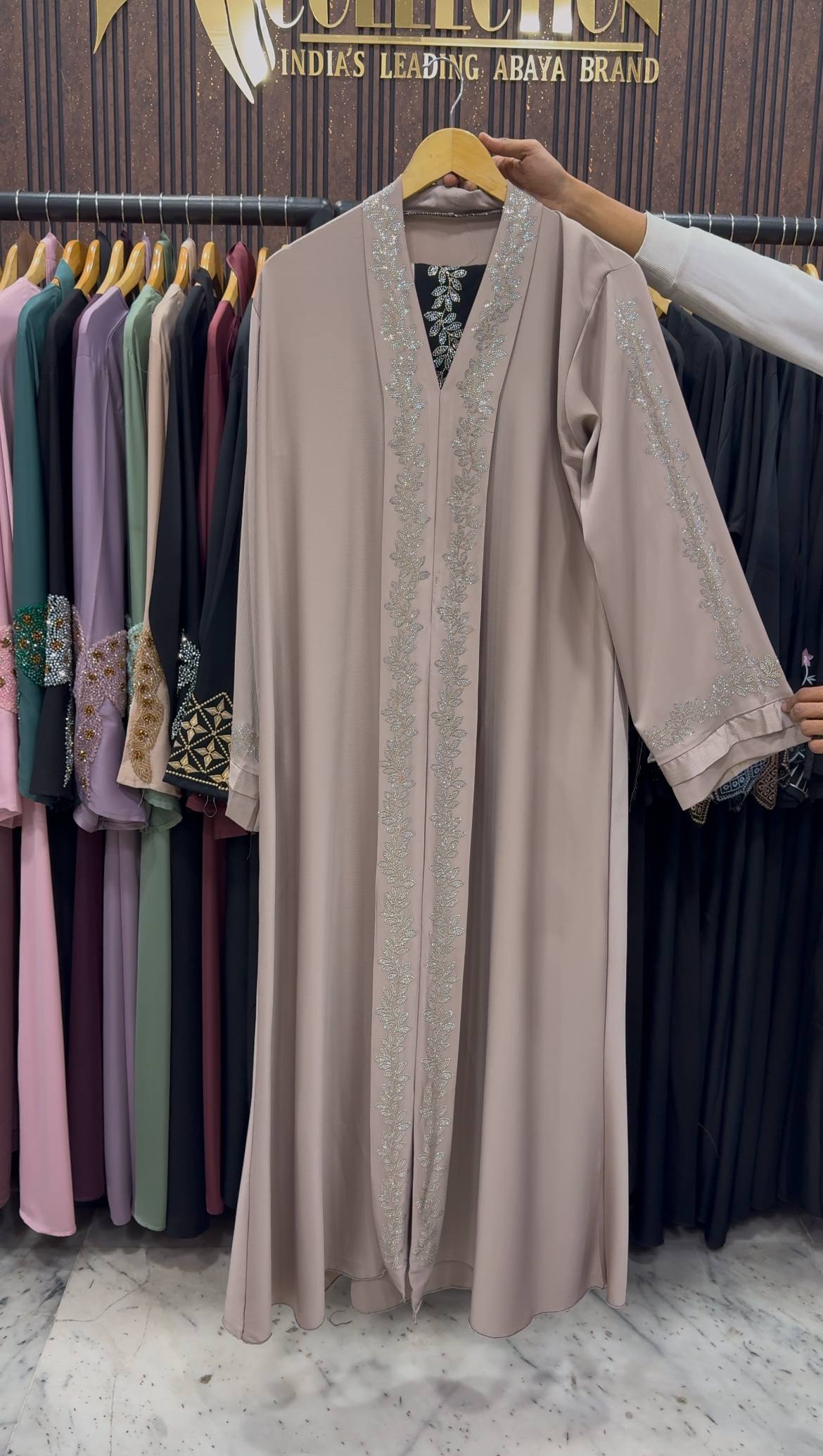 HEENA STONEWORK ABAYA | NUDE