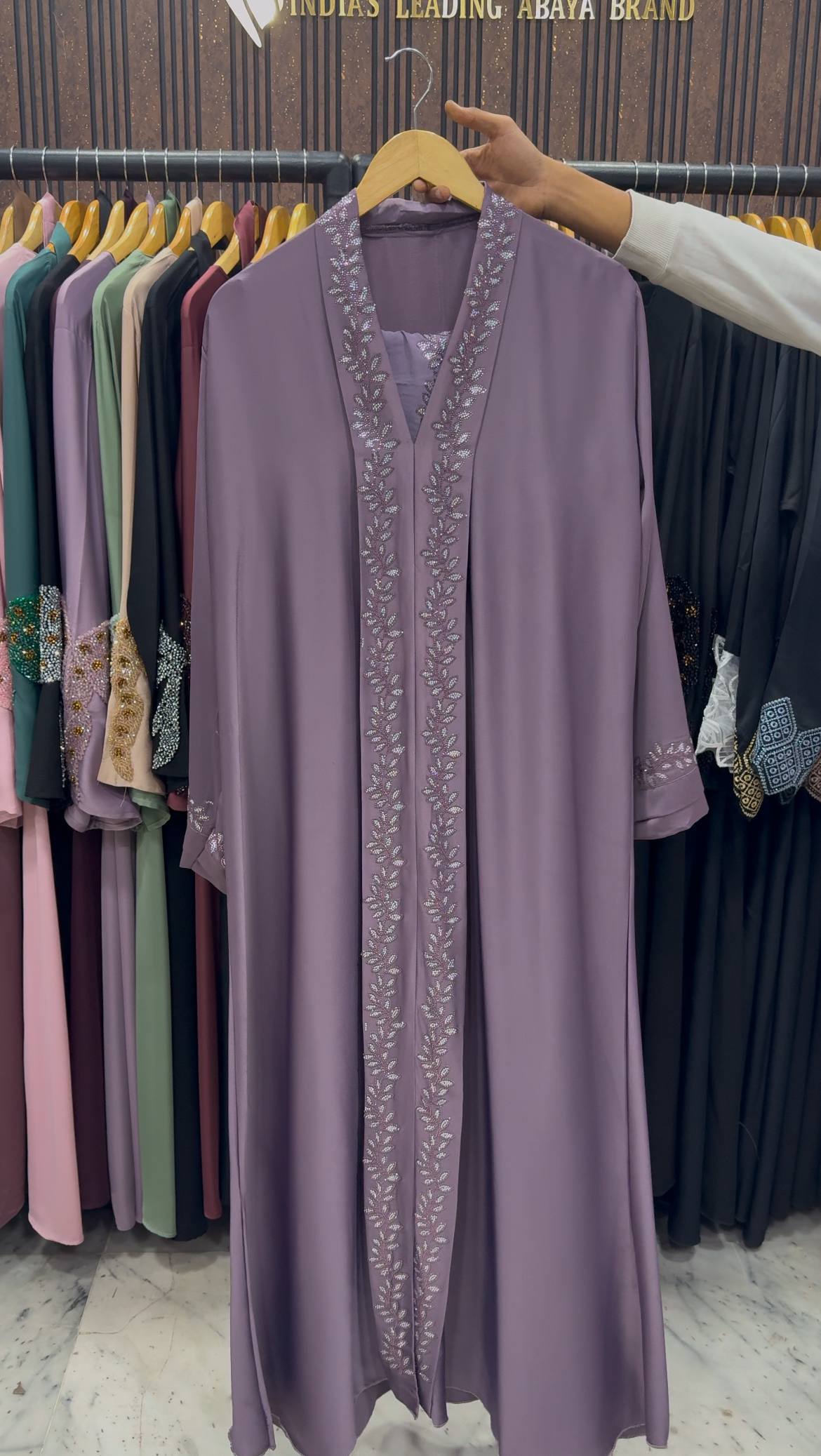HEENA STONEWORK ABAYA | LAVENDER