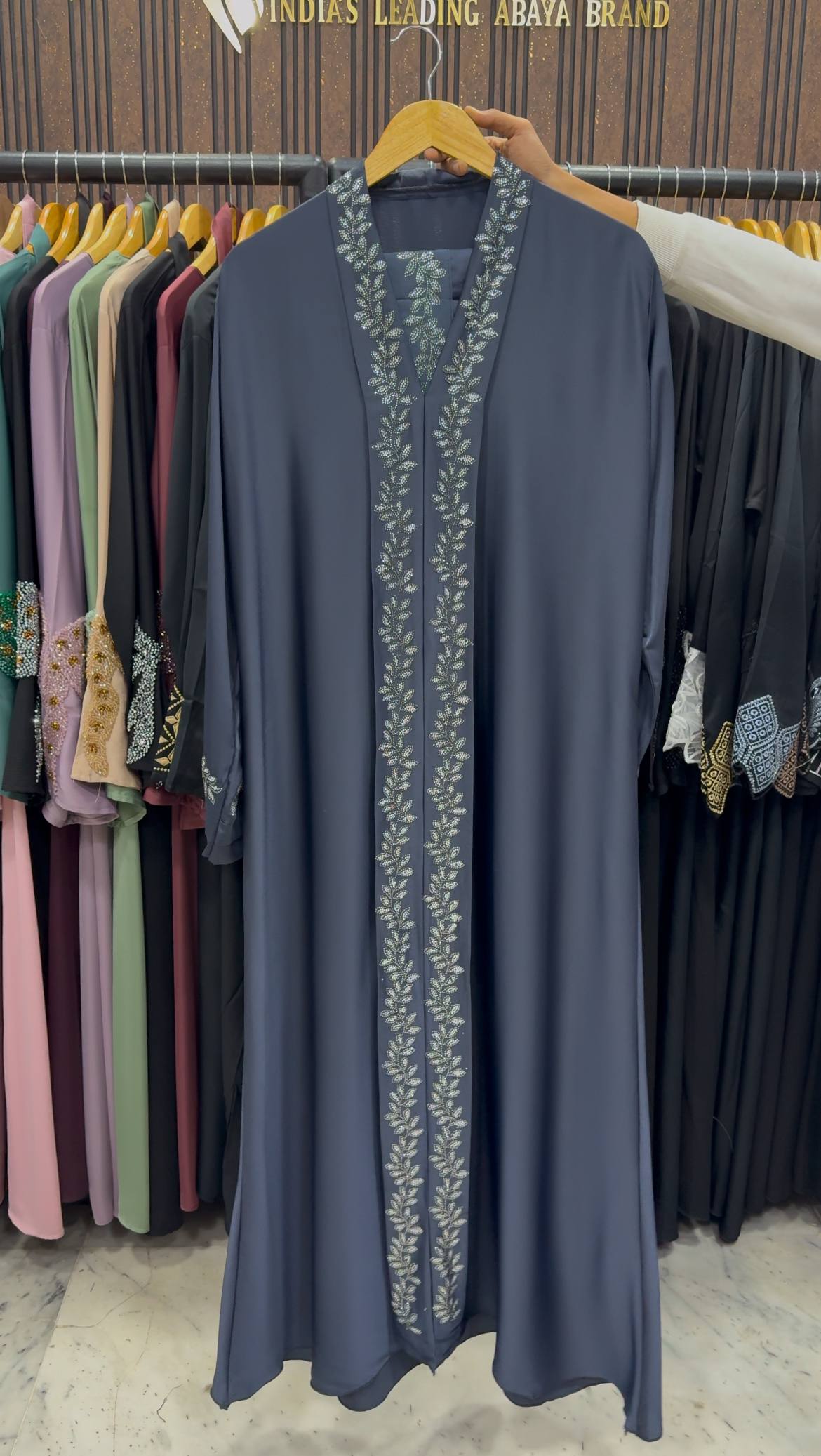 HEENA STONEWORK ABAYA | DARK GRAY