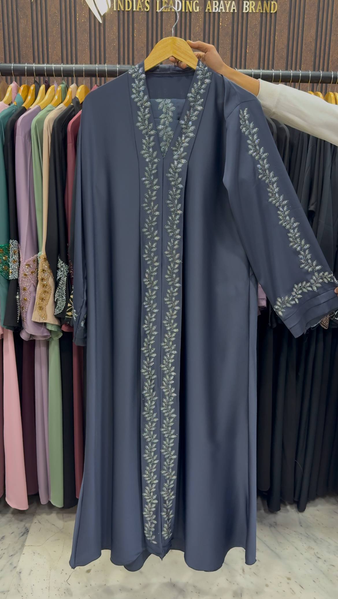 HEENA STONEWORK ABAYA | DARK GRAY