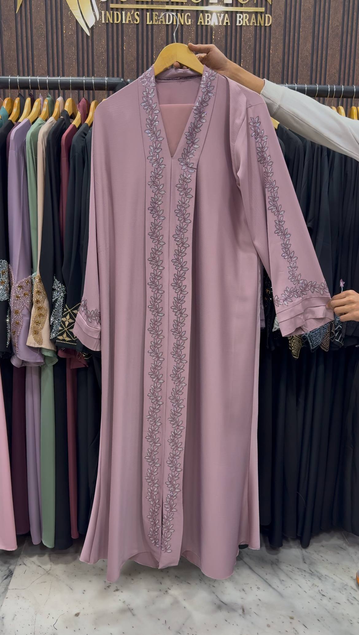 HEENA STONEWORK ABAYA | PINK