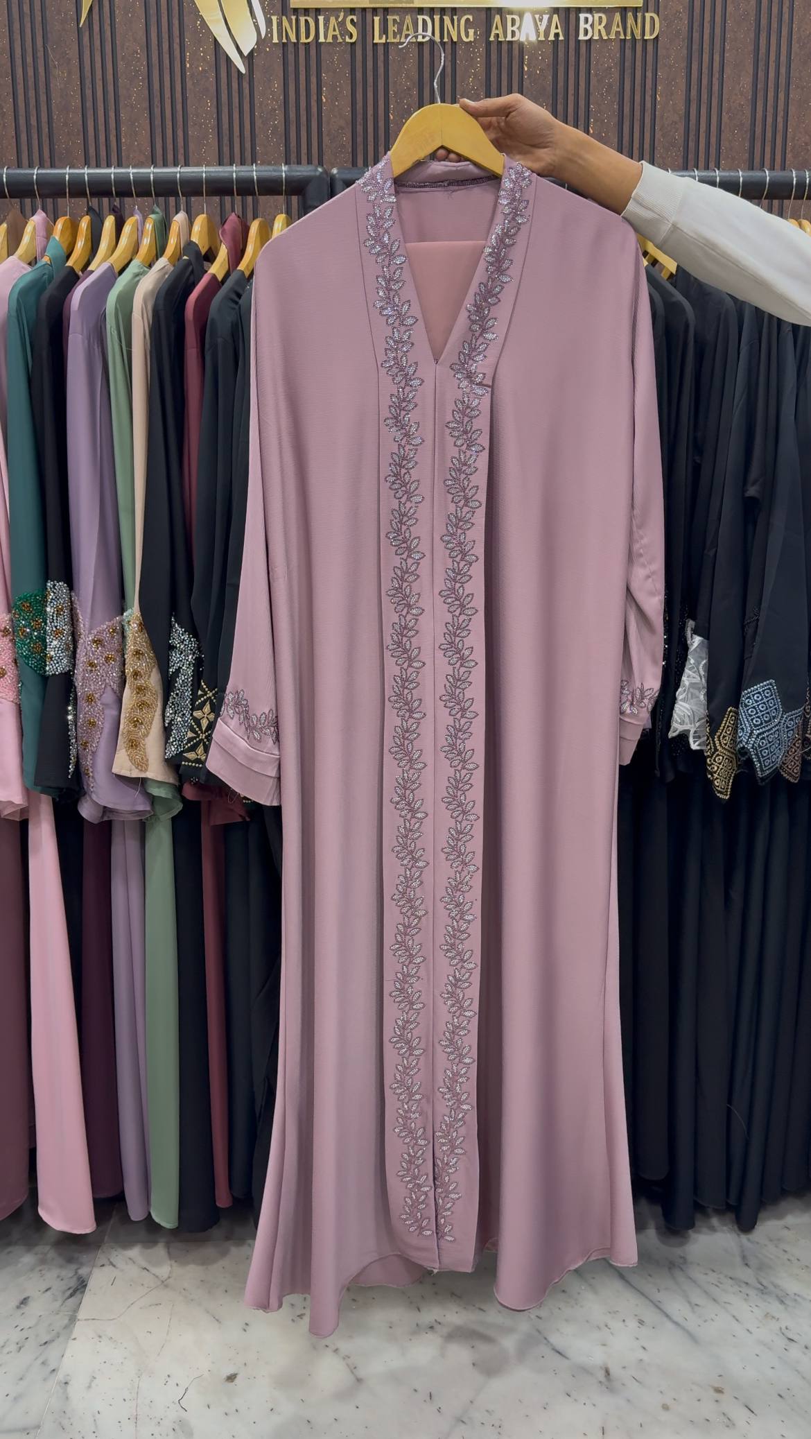HEENA STONEWORK ABAYA | PINK