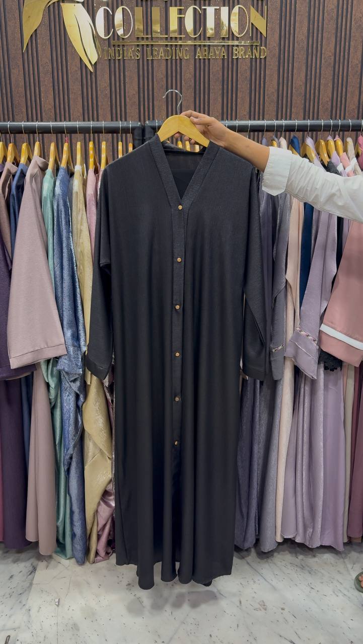 RAYHANA FRONT OPEN ABAYA | BLACK