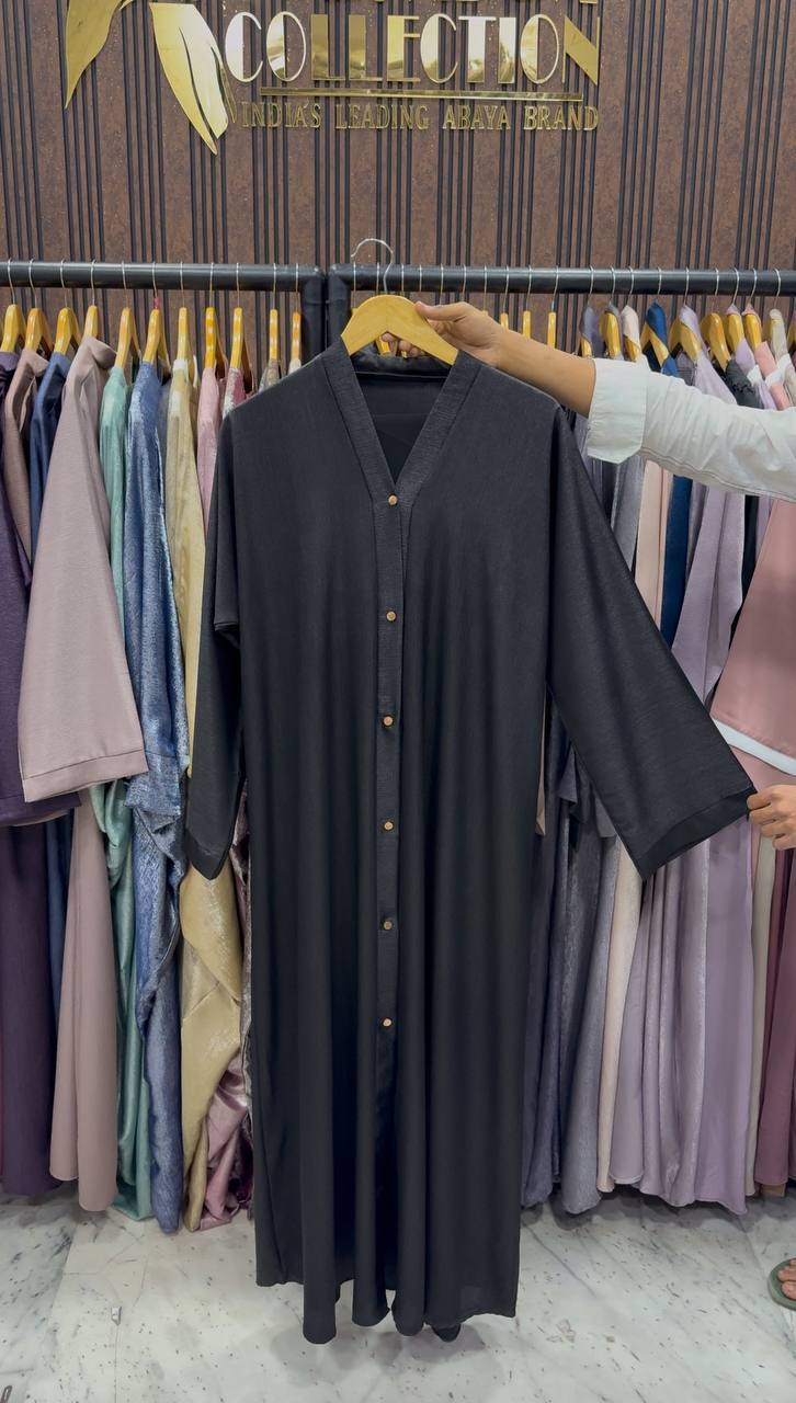 RAYHANA FRONT OPEN ABAYA | BLACK