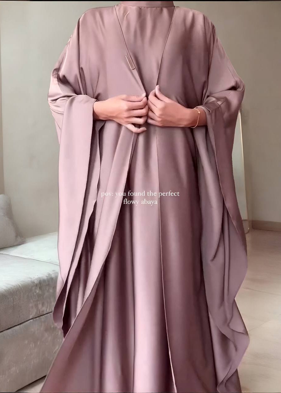 SAJAL DOUBLE SHRUG ABAYA | PINK
