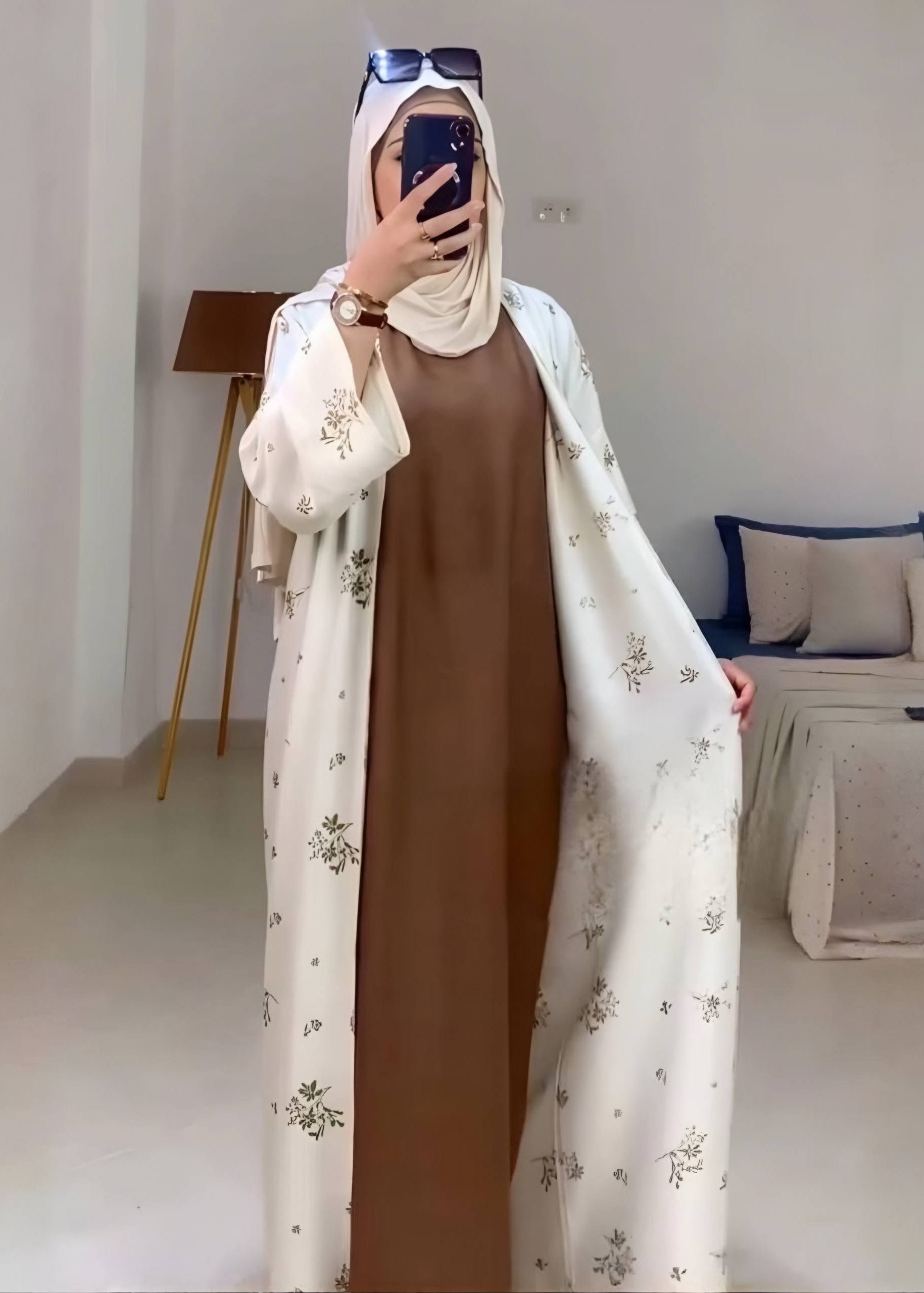 NURA DOUBLE SHRUG ABAYA | COPPER