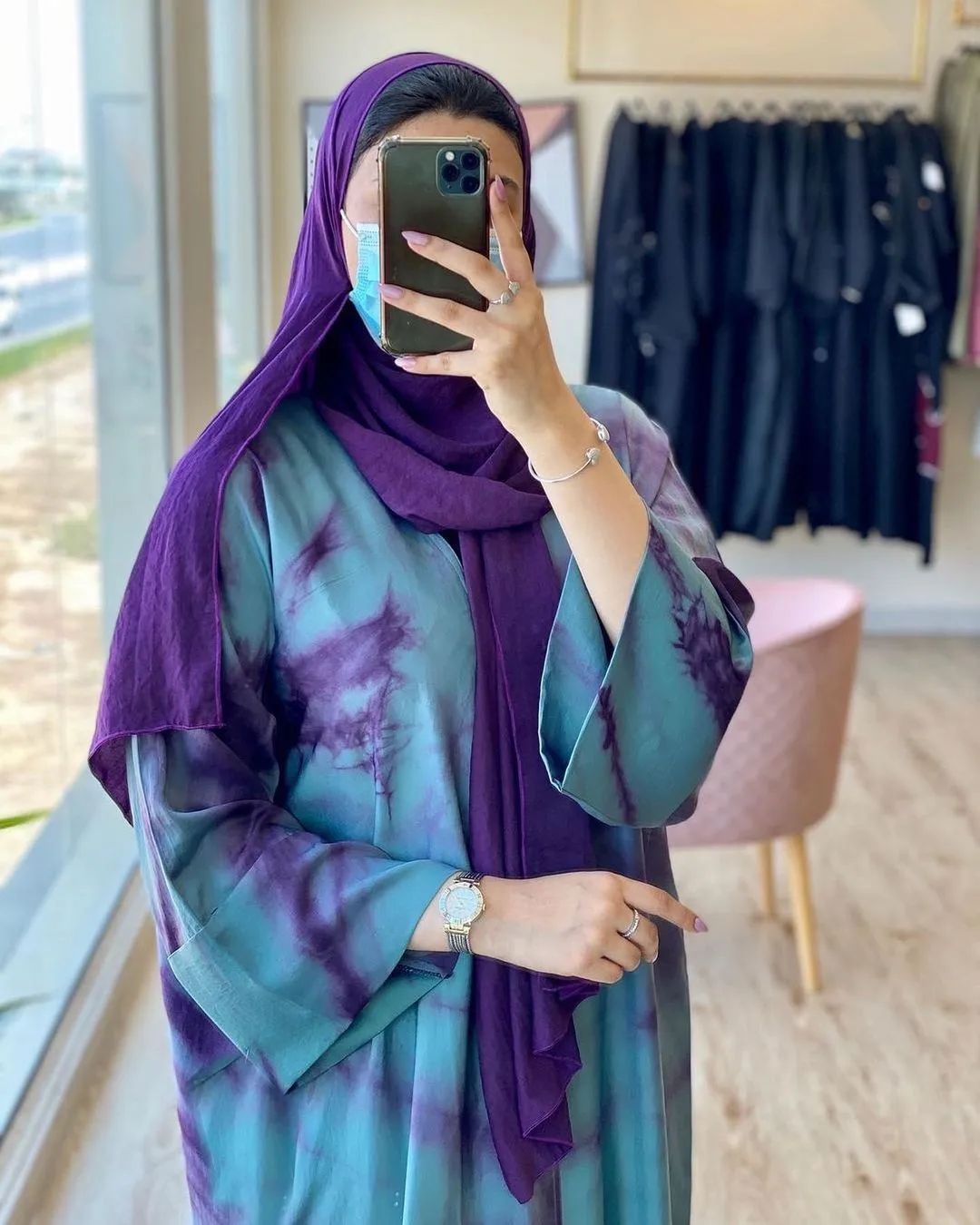 Tai Dye Abaya AQUA BLUE ( NEW ADDITION )