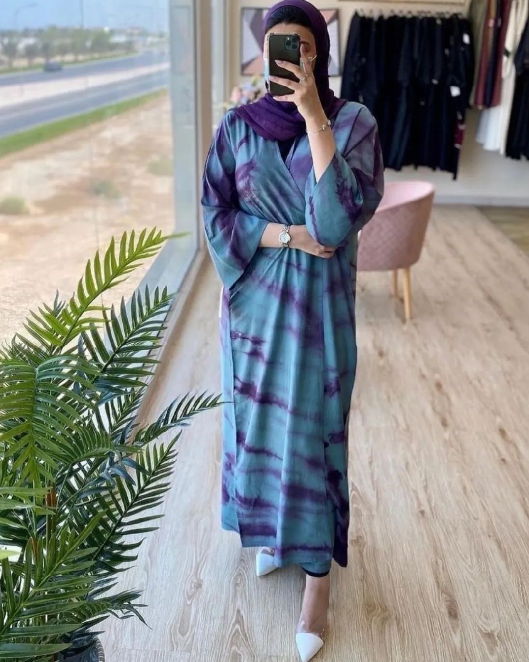 Tai Dye Abaya AQUA BLUE ( NEW ADDITION )