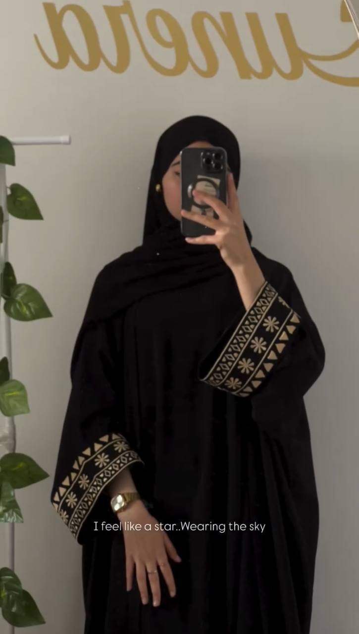 NAZISH EMBROIDERY ABAYA | BLACK