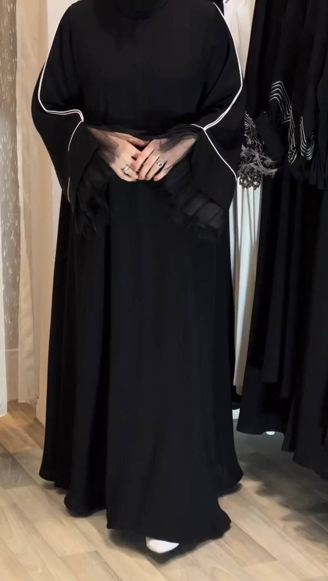 MEHMAL ORGANZA ABAYA | BLACK