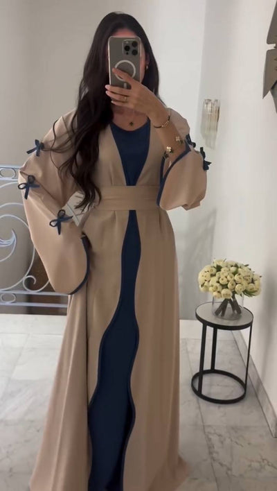 ZOE DOUBLE SHRUG BOW ABAYA | BLUE