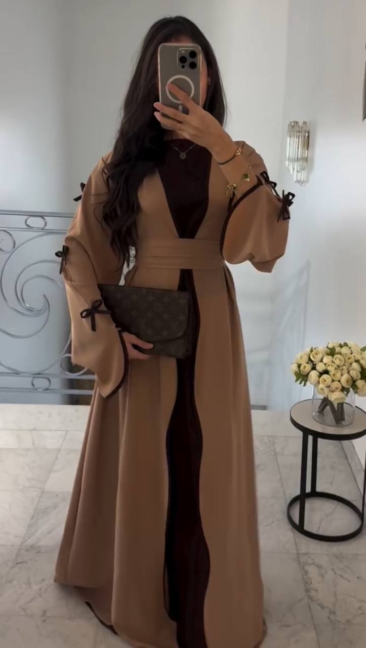 ZOE DOUBLE SHRUG BOW ABAYA | COPPER