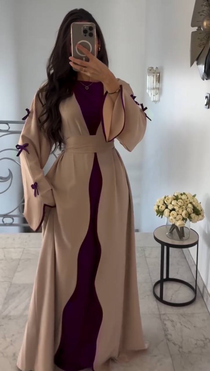 ZOE DOUBLE SHRUG BOW ABAYA | WINExNUDE