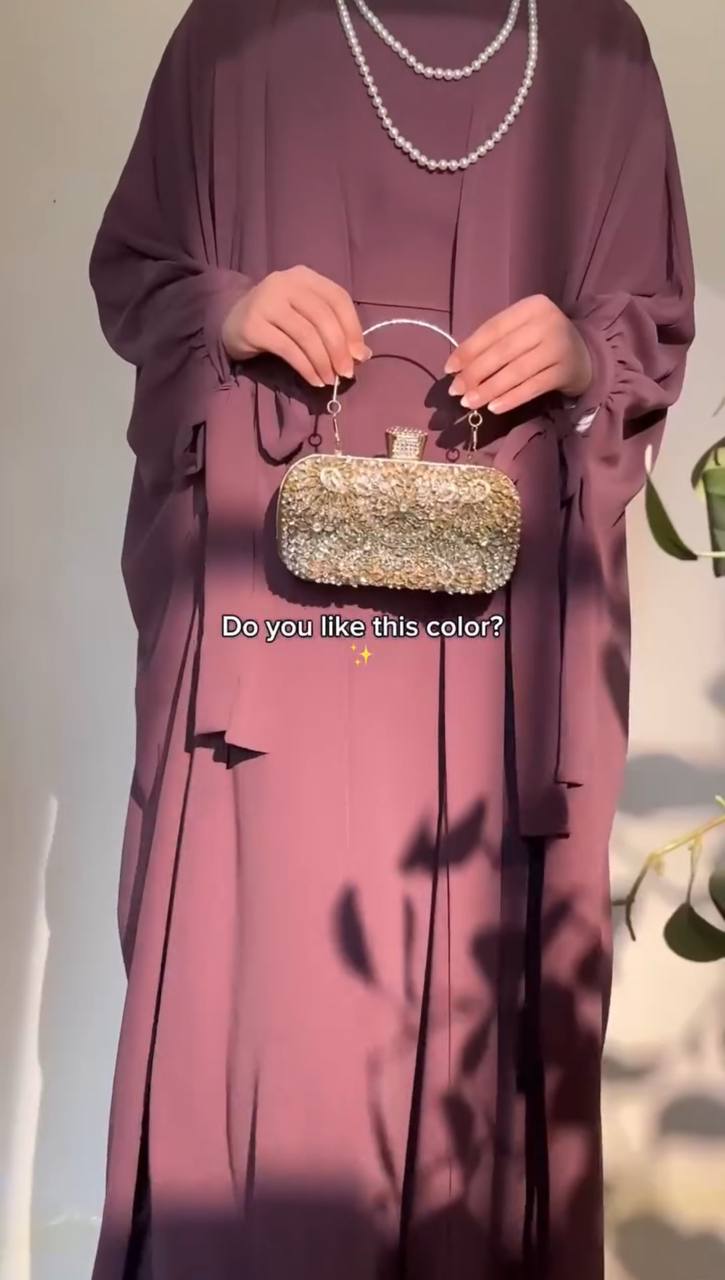 FROZEN DOUBLE SHRUG ABAYA | DUSTY PINK