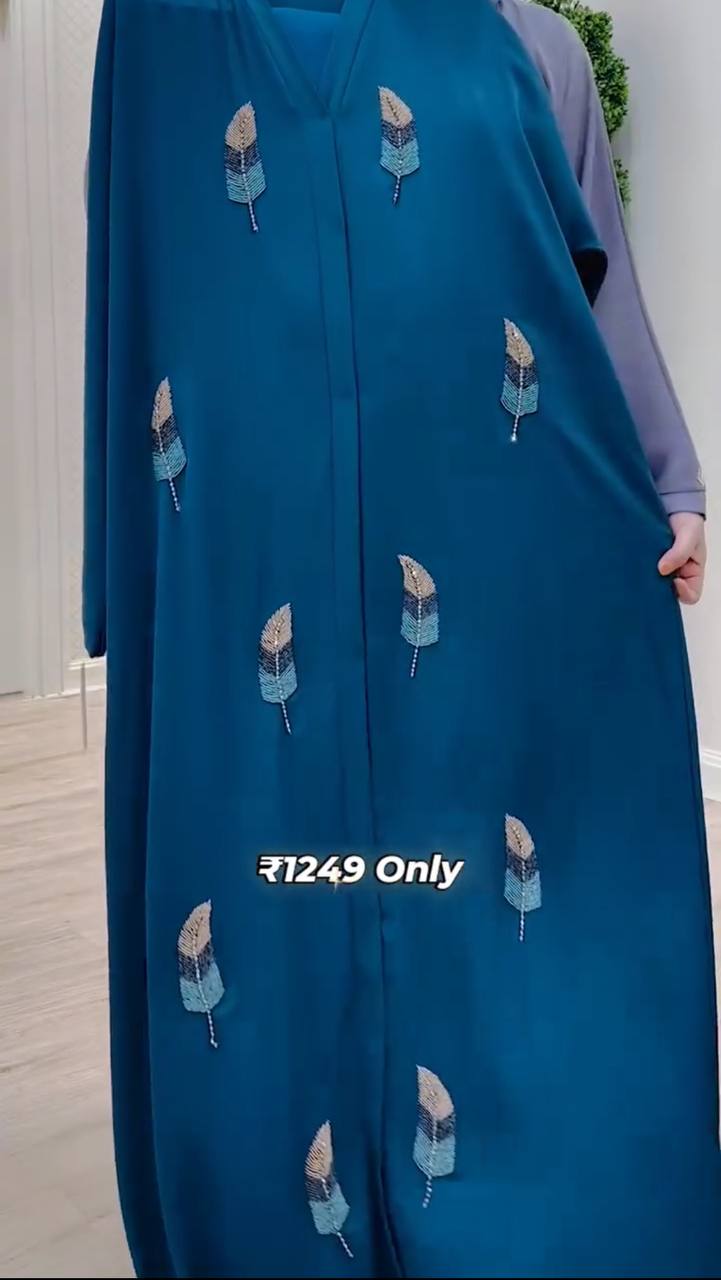 MANTASHA FRONT OPEN ABAYA | TEAL