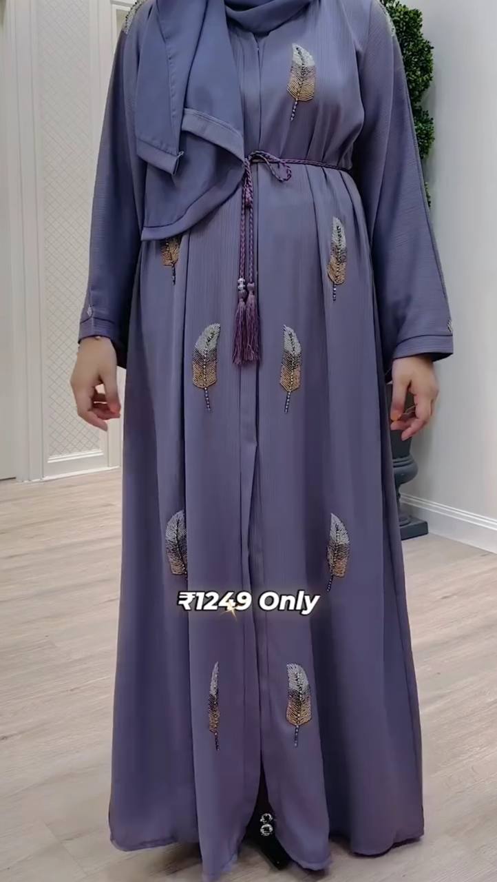 MANTASHA FRONT OPEN ABAYA | LAVENDER