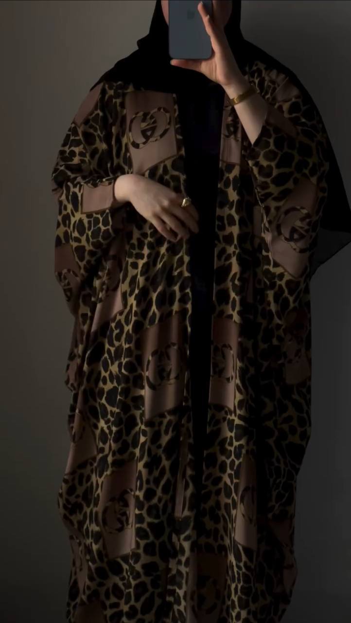 KASHAF DOUBLE SHRUG ABAYA | BROWN