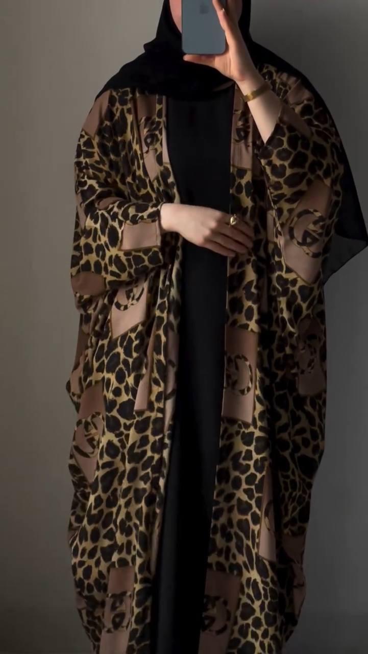 KASHAF DOUBLE SHRUG ABAYA | BROWN