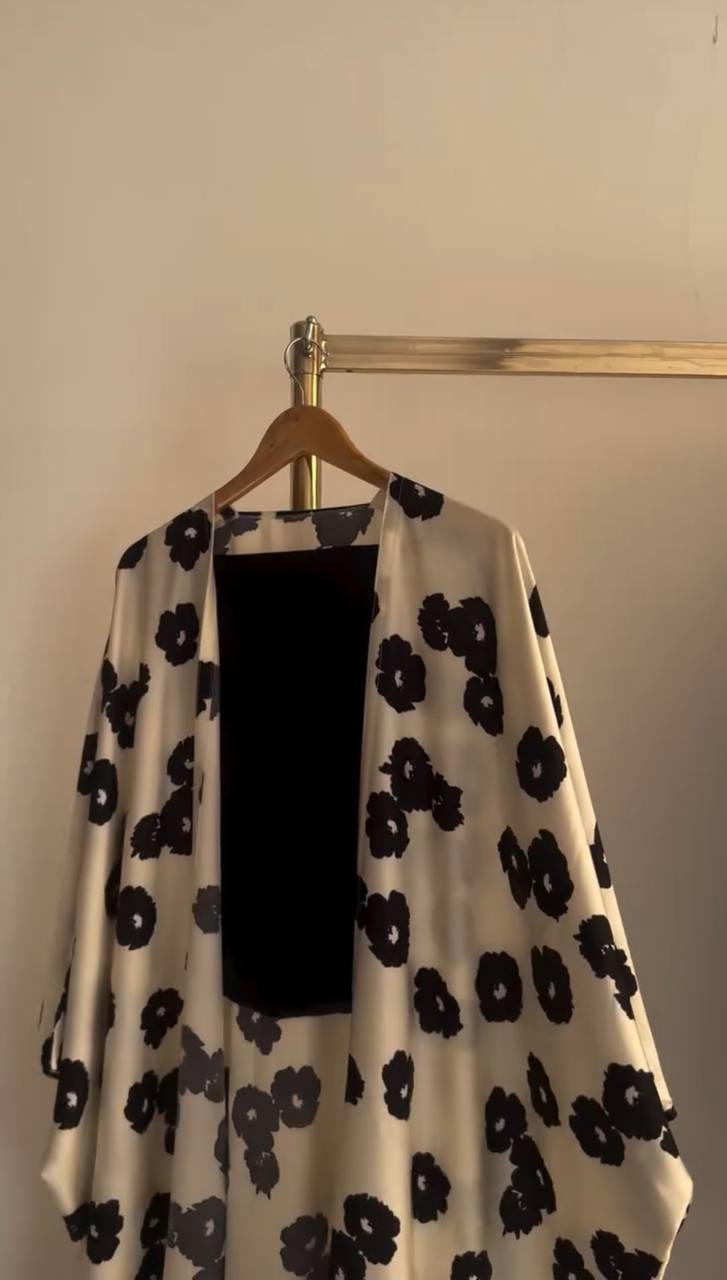 KASHAF DOUBLE SHRUG ABAYA | NUDE