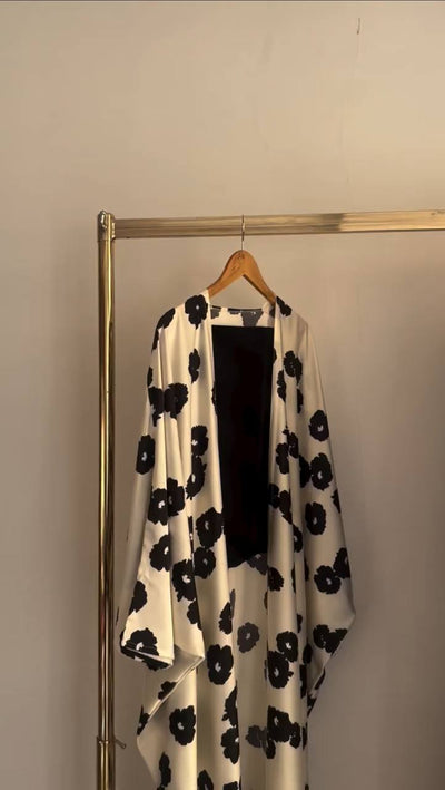 KASHAF DOUBLE SHRUG ABAYA | NUDE