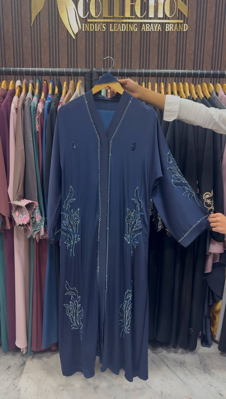 IFRAH FRONT OPEN ABAYA | NAVY BLUE